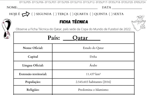 atividade 5º ano copa do mundo